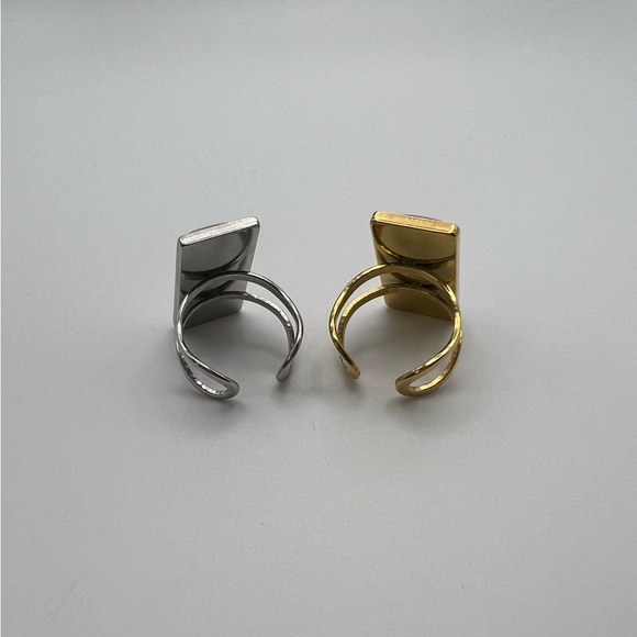 Elegant Rectangular Statement Rings - Classic Minimalist Ring - Picture 4 of 14